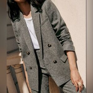 Sezane size 42 Gray Double-Breasted Blazer, like new